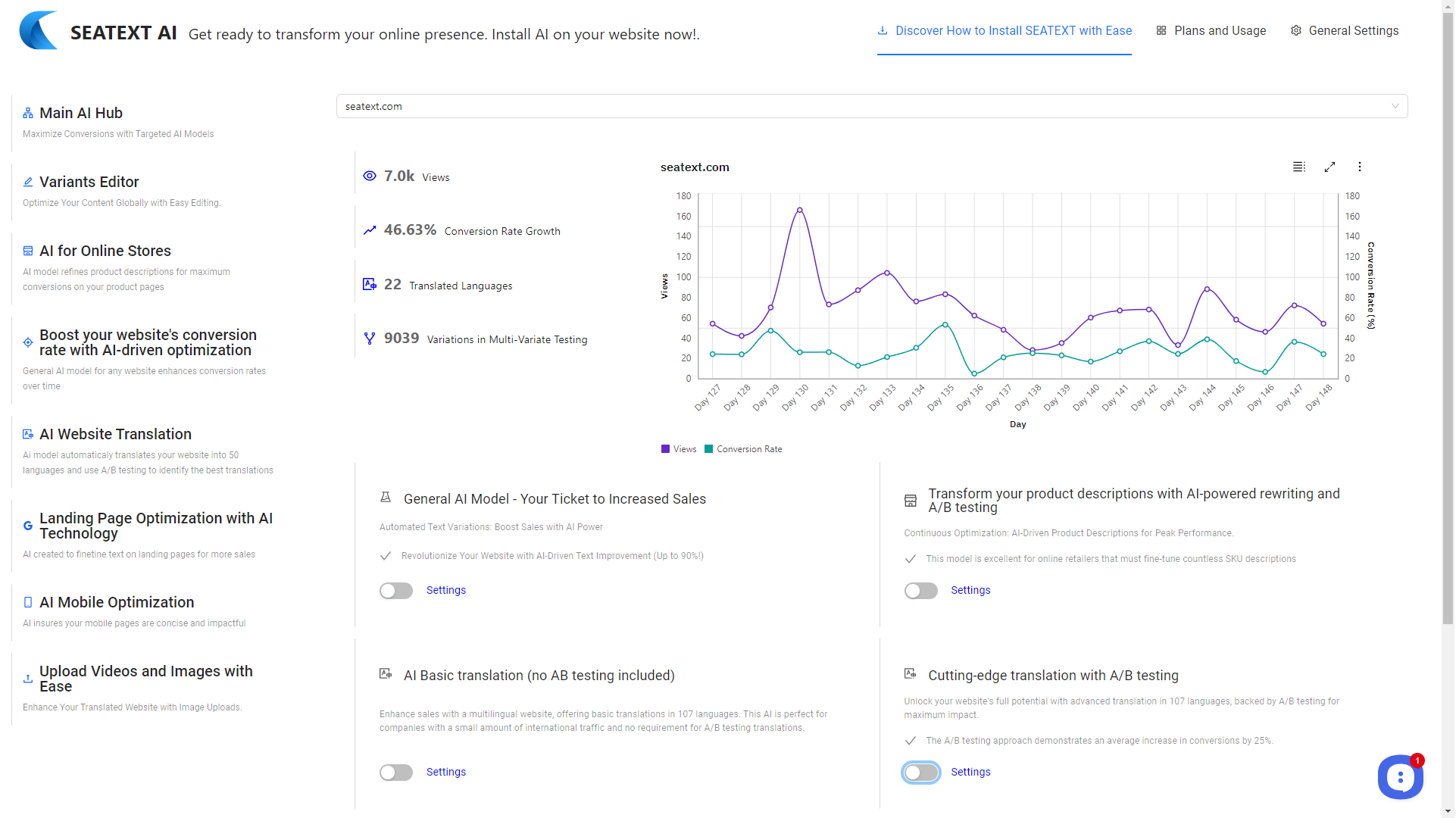Seatext command center dashboard