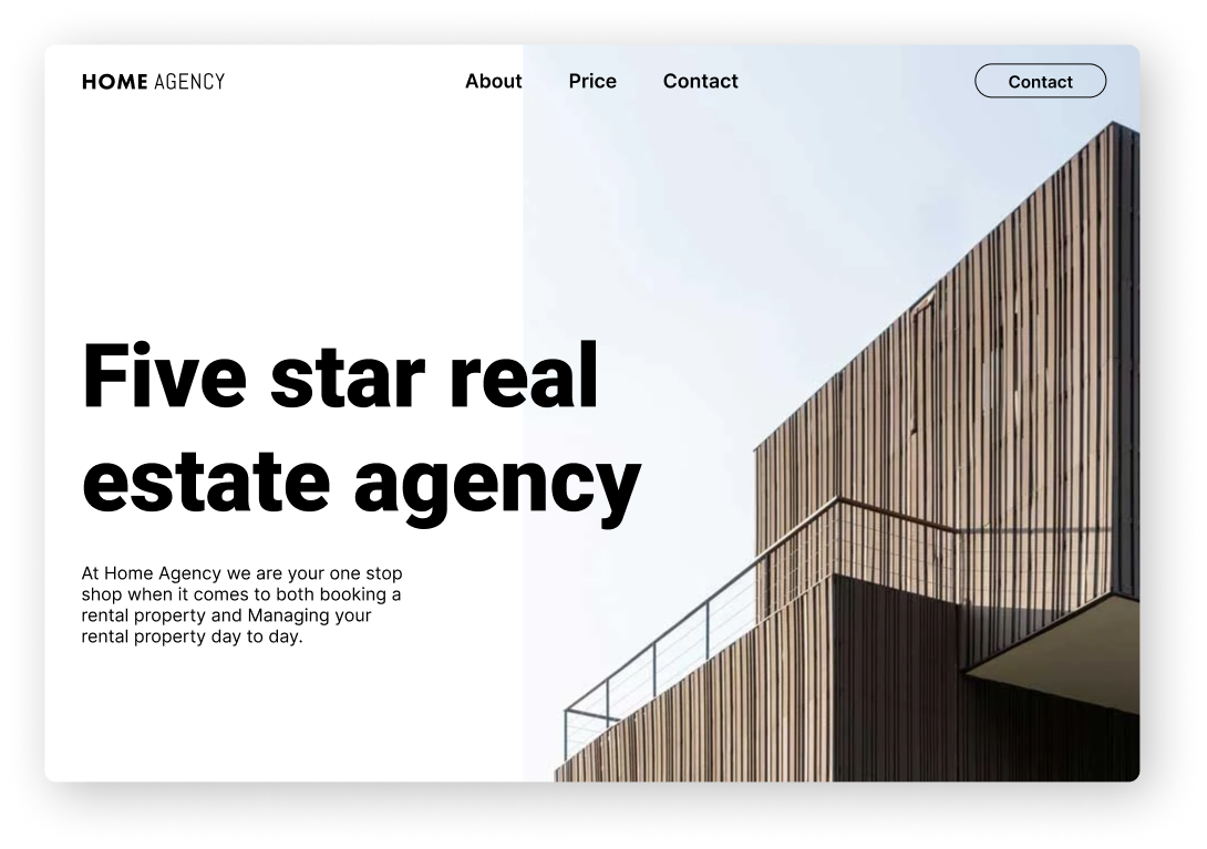 Generic real estate landing page before optimization