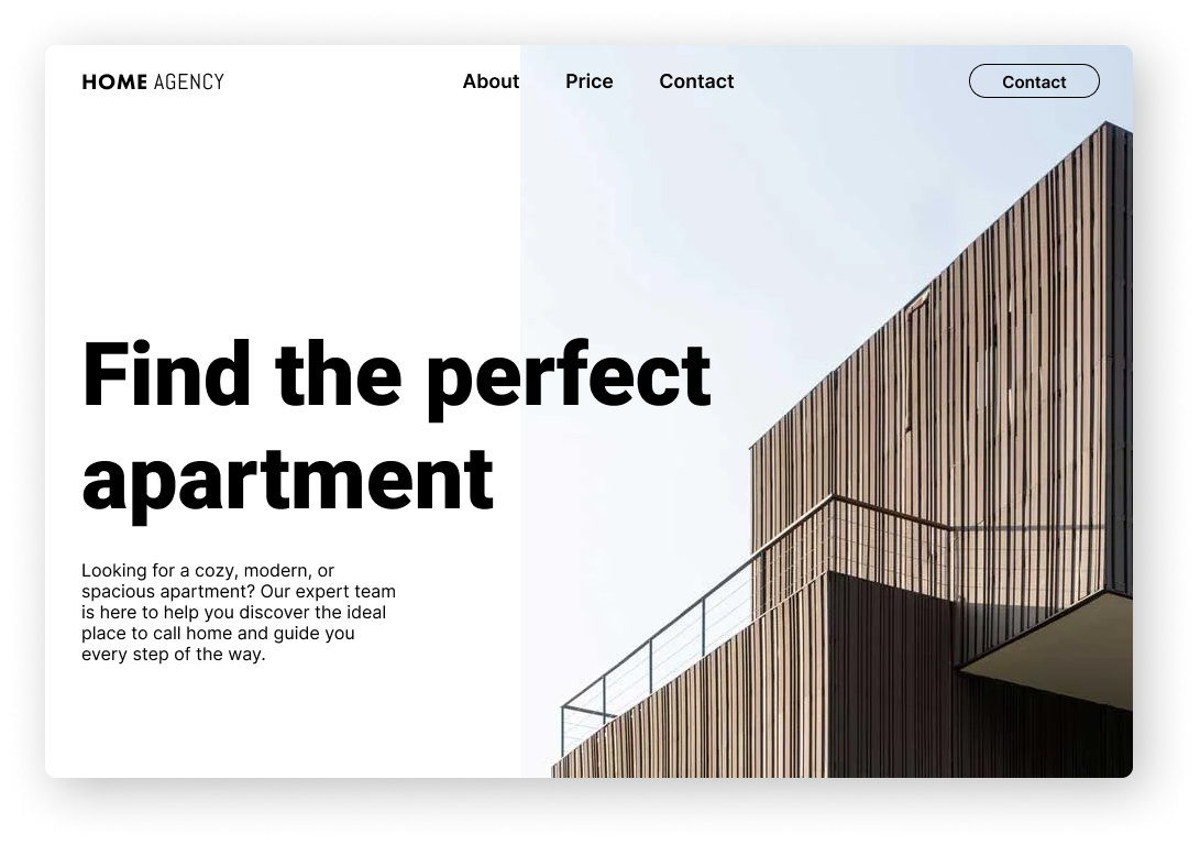 Landing page after SEATEXT optimization for apartment for rent